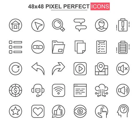 User interface thin line icon set. イラスト素材