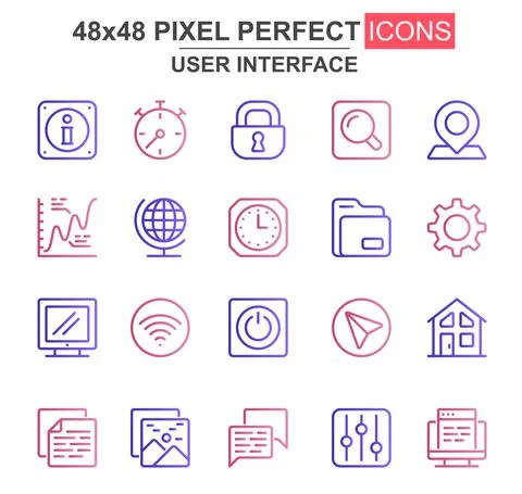 User interface thin line icon set. Ilustração Stock