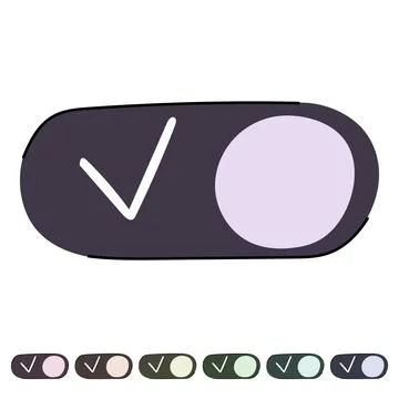 User interface toggle switch presenting activated state graphic Stock Illustration