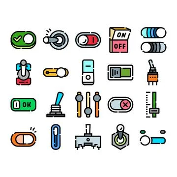User interface toggles and electrical control switches collection Stock Illustration