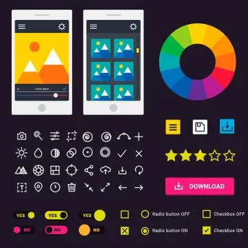 User interface vector phone laptop tab device mobile app indicators download イラスト素材