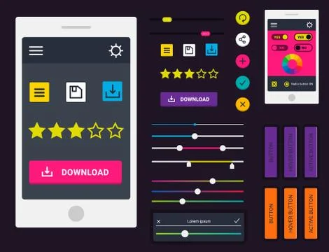 User interface vector phone laptop tab device mobile app indicators download Stock Illustration