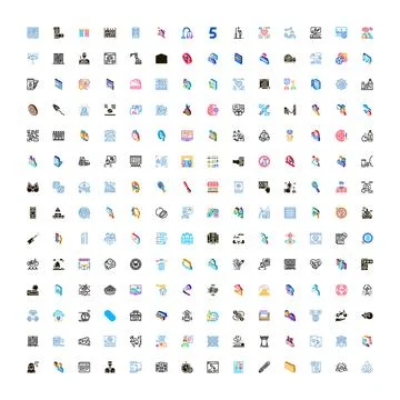 User interface web and mobile line icons set Stock Illustration