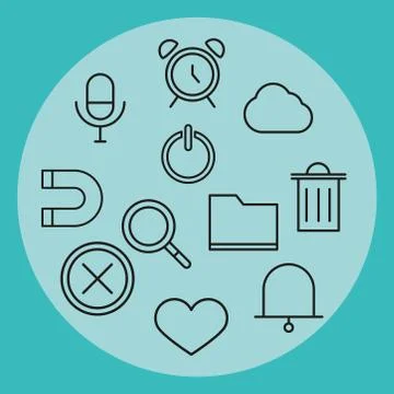 User interface web design and development collection items linear style Stock Illustration