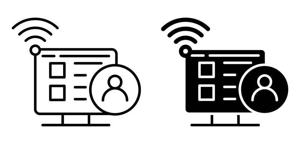 User Interface with Wireless Signal and Profile Icon in Two Styles Stock Illustration