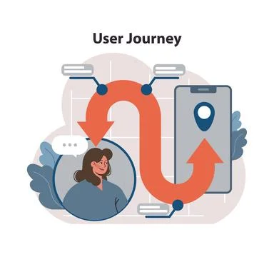 User journey exploration concept. Flat vector illustration Stock Illustration