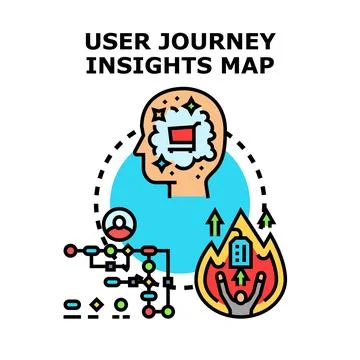 User journey insights mapping consumer experience development Stock Illustration
