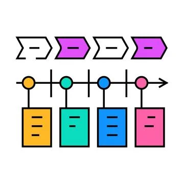 User journey map ux ui design icon color illustration Stock Illustration