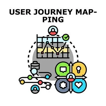 User journey mapping creating customer experience and process flow Illustrazione stock