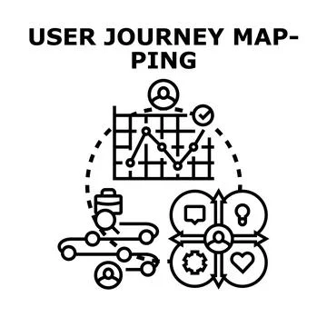 User journey mapping creating customer experience and process flow Stock Illustration
