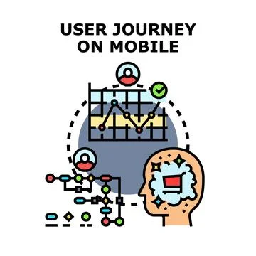 User journey mapping on mobile application development 스톡 일러스트