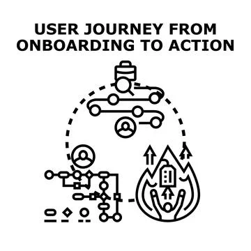 User journey mapping from onboarding to successful action Stock Illustration