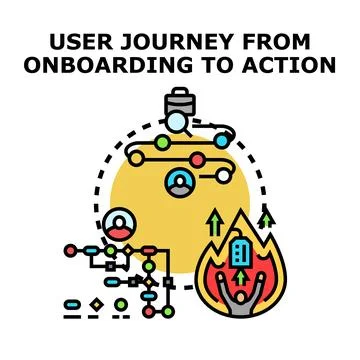 User journey mapping from onboarding to successful action Stock Illustration