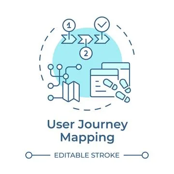 User journey mapping soft blue concept icon Stock Illustration