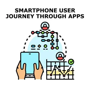 User journey mapping through application usage process Stock Illustration