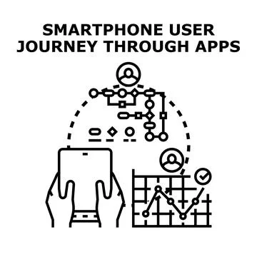 User journey mapping through application usage process Stock Illustration