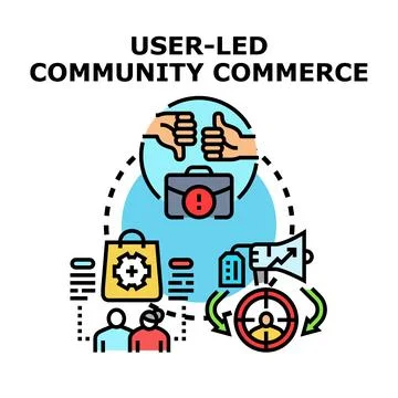 User led community commerce concept creating value and engagement Stock-Illustration