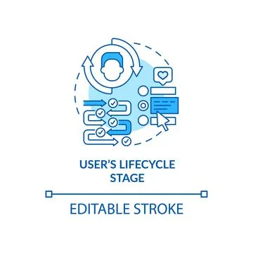 User lifecycle stage blue concept icon Stock Illustration