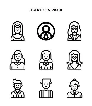 User Line Collection Icons Pack Stock Illustration