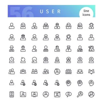 User Line Icons Set Stock Illustration