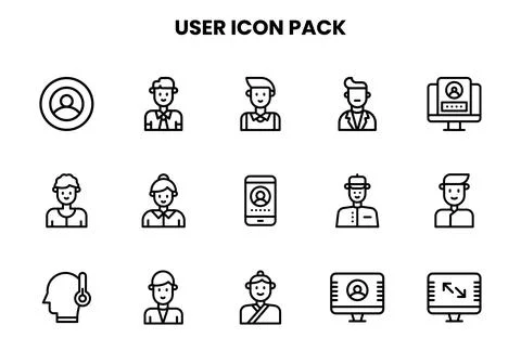User Line Vector Icons Pack Illustrazione stock