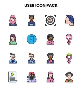 User Lineal Color Vector Icons Pack 库存插图