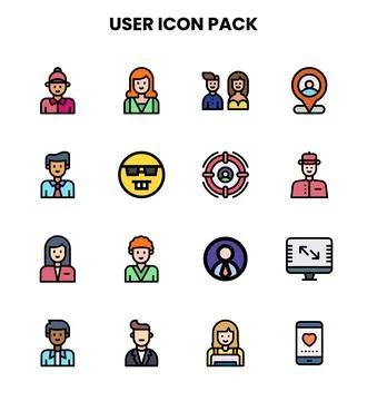 User Lineal Color Vector Icons Pack Stock Illustration