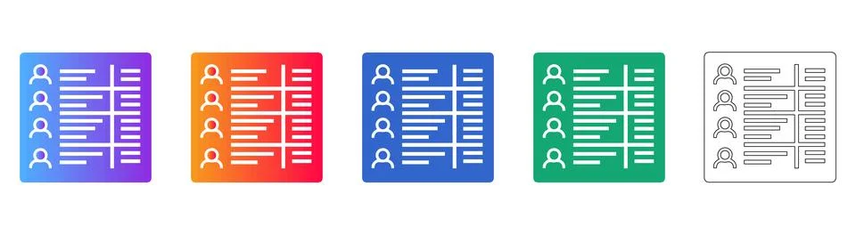 User List Interface Icon Set for CRM and Software 스톡 일러스트