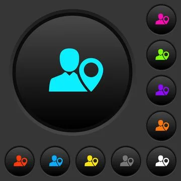 User location dark push buttons with color icons Stock Illustration