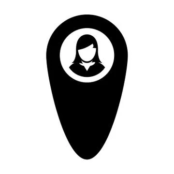 User location icon vector female person profile avatar with map marker pin Stock Illustration