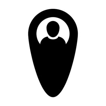 User location icon vector male person profile avatar with map marker pin symbol Illustrazione stock