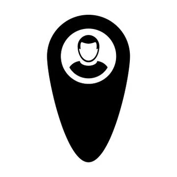 User location icon vector male person profile avatar with map marker pin symbol Stock Illustration