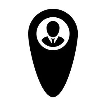 User location icon vector male person profile avatar with map marker pin symbol 库存插图