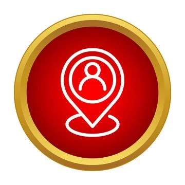 User location pinned on map marker button Stock Illustration