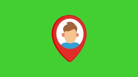 User location red 3d pin rotating animation on green screen background Stock Footage 314594250