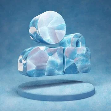 User Lock icon. Cracked blue Ice User Lock symbol on blue snow podium. Stock Illustration