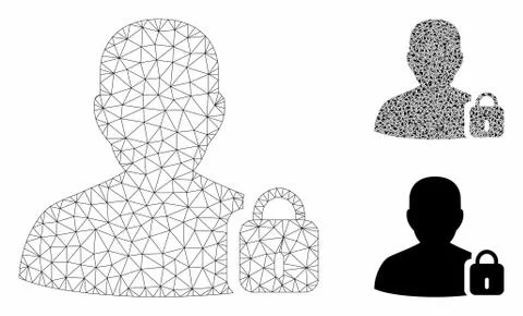 User Lock Vector Mesh Wire Frame Model and Triangle Mosaic Icon Stock Illustration