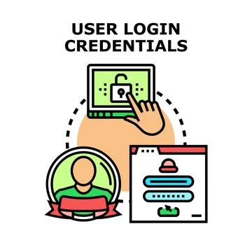 User logging into secure online account system Stock Illustration
