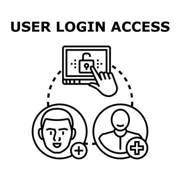 User login access concept accessing digital accounts Illustrazione stock