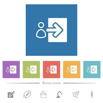 User login alternate flat white icons in square backgrounds Stock Illustration