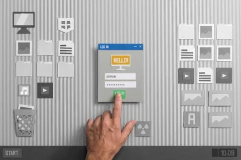 User login and application launching Stock-Fotos