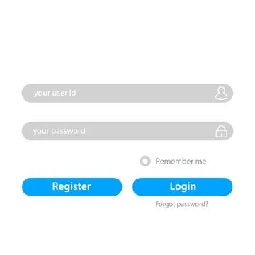 User Login and Register User Interface Template, Vector Illustration Illustrazione stock