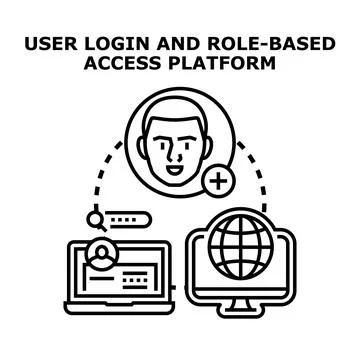 User login and role based access platform connecting devices Stock Illustration