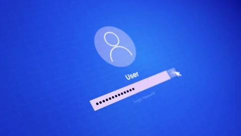 User login animation in blue grid background, animated typing user password Stock Footage 302547390
