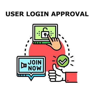 User login approval process illustration for account access Illustrazione stock