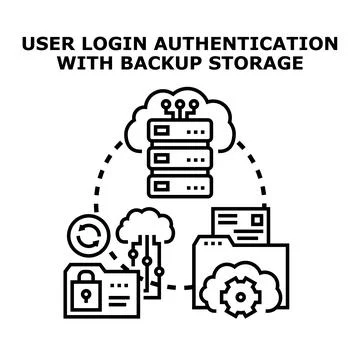 User login authentication and data backup storage concept Stock Illustration