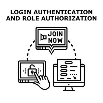 User login authentication and role authorization concept Stock Illustration