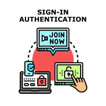 User login authentication security and registration process Stockillustratie