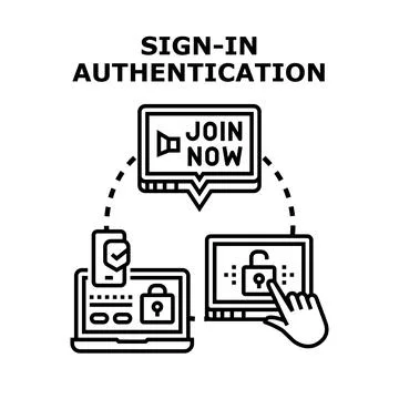 User login authentication security and registration process Stock Illustration