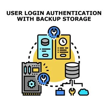 User login authentication security with backup storage Stock Illustration